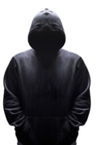 A shady character with face hidden in the dark with hoodie